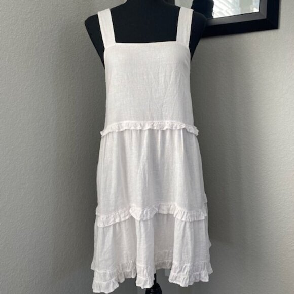 RAILS Sandy White Tiered Linen Mini Sundress XS - Picture 4 of 13